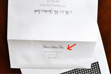 Load image into Gallery viewer, Return Address Printed on Back Flap of Outer Envelope and Front of RSVP Envelope for Wedding Invitations (Sold in sets of 10)
