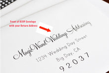 Load image into Gallery viewer, Return Address Printed on Back Flap of Outer Envelope and Front of RSVP Envelope for Wedding Invitations (Sold in sets of 10)
