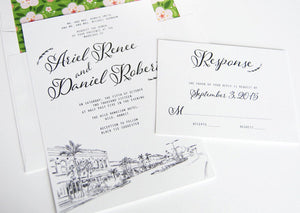 Hilo Hawaii Destination Wedding Invitation Package (Sold in Sets of 10 Invitations, RSVP Cards + Envelopes)