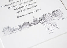 Load image into Gallery viewer, San Jose Skyline Wedding Invitation Package (Sold in Sets of 10 Invitations, RSVP Cards + Envelopes)
