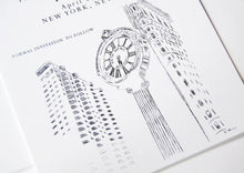Load image into Gallery viewer, New York Minute Skyline Hand Drawn Save the Date Cards (set of 25 cards)
