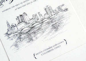 Columbus, Ohio Skyline Wedding Invitation Package (Sold in Sets of 10 Invitations, RSVP Cards + Envelopes)
