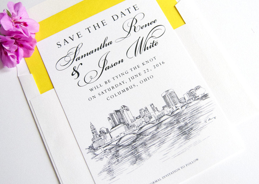 Columbus, Ohio Skyline Save the Dates, Columbus Wedding, Ohio, Save the Date, Columbus Save the Date Cards, STD (set of 25 cards, envelopes)