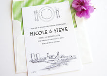 Load image into Gallery viewer, Fort Worth, Texas Skyline Rehearsal Dinner Invitations (set of 25 cards)
