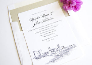 Fort Worth, Texas Skyline Wedding Invitation Package (Sold in Sets of 10 Invitations, RSVP Cards + Envelopes)
