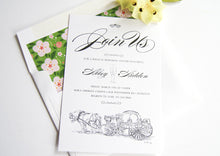 Load image into Gallery viewer, Disney Inspired Cinderella&#39;s Carriage Fairytale Wedding Rehearsal Dinner Invitations (set of 25 cards)
