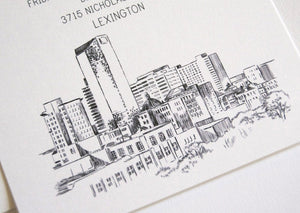 Lexington, Kentucky Skyline Wedding Invitations Package (Sold in Sets of 10 Invitations, RSVP Cards + Envelopes)