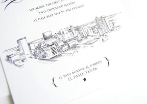 El Paso, Texas Skyline Wedding Invitations Package (Sold in Sets of 10 Invitations, RSVP Cards + Envelopes)