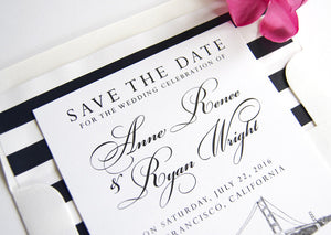 San Francisco Skyline Hand Drawn Save the Date Cards (set of 25 cards)