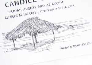 La Jolla, Windansea Beach Weddings Skyline Rehearsal Dinner Invitations (set of 25 cards)
