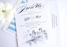 Load image into Gallery viewer, Central Park, New York Skyline Hand Drawn Rehearsal Dinner Invitations (set of 25 cards)
