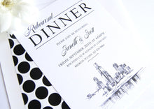 Load image into Gallery viewer, Chicago Skyline Hand Drawn Rehearsal Dinner Invitations (set of 25 cards)
