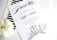 Load image into Gallery viewer, Brooklyn Skyline Hand Drawn Rehearsal Dinner Invitations (set of 25 cards)
