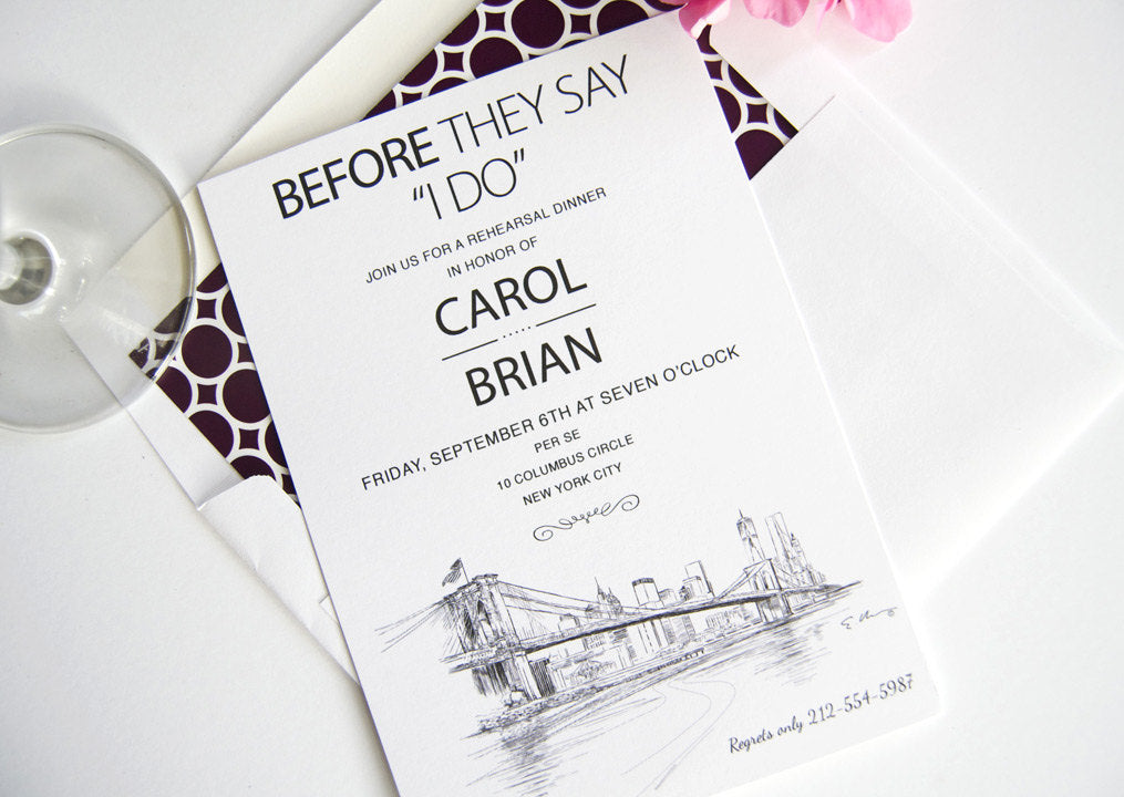 New York Skyline Rehearsal Dinner Invitations (set of 25 cards)