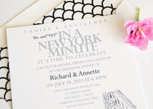 Load image into Gallery viewer, New York 5th Ave Clock Skyline Rehearsal Dinner Invitations (set of 25 cards)
