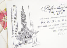 Load image into Gallery viewer, Philadelphia City Hall Skyline Rehearsal Dinner Invitations (set of 25 cards)
