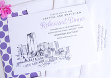 Load image into Gallery viewer, Lexington, KY Skyline Rehearsal Dinner Invitations (set of 25 cards)
