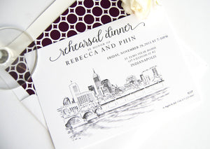 Indianapolis Skyline Rehearsal Dinner Invitations (set of 25 cards)