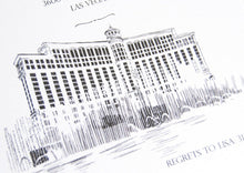 Load image into Gallery viewer, Bellagio Hotel Las Vegas Skyline Rehearsal Dinner Invitations (set of 25 cards)
