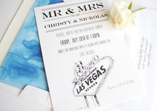 Load image into Gallery viewer, Las Vegas Sign Skyline Rehearsal Dinner Invitations (set of 25 cards)
