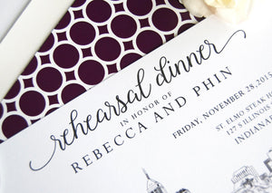 Indianapolis Skyline Rehearsal Dinner Invitations (set of 25 cards)