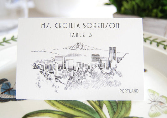 Portland Skyline Folded Place Cards (Set of 25 Cards)