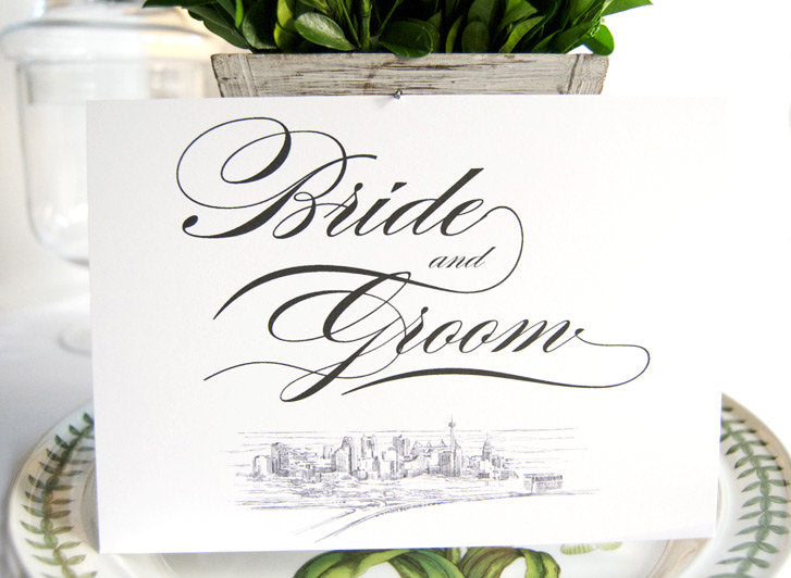 Skyline Bride and Groom Sign