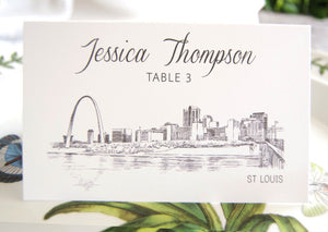 St Louis Skyline Blank Folded Place Cards (Set of 25 Cards)