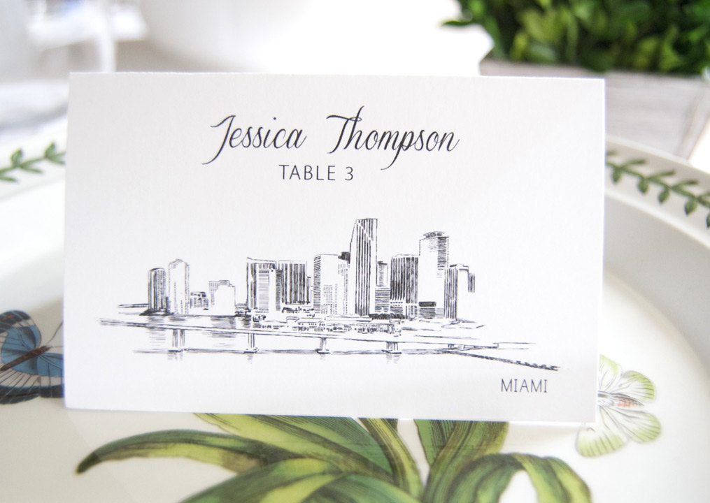 Miami Skyline Folded Place Cards (Set of 25 Cards)