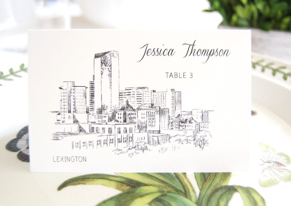 Lexington Skyline Blank Folded Place Cards (Set of 25 Cards)