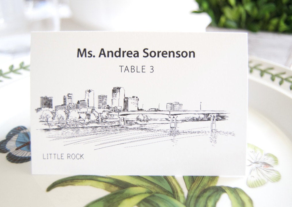 Little Rock Skyline Folded Place Cards (Set of 25 Cards)