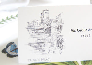 Las Vegas Caesars Palace Skyline Folded Place Cards (Set of 25 Cards)