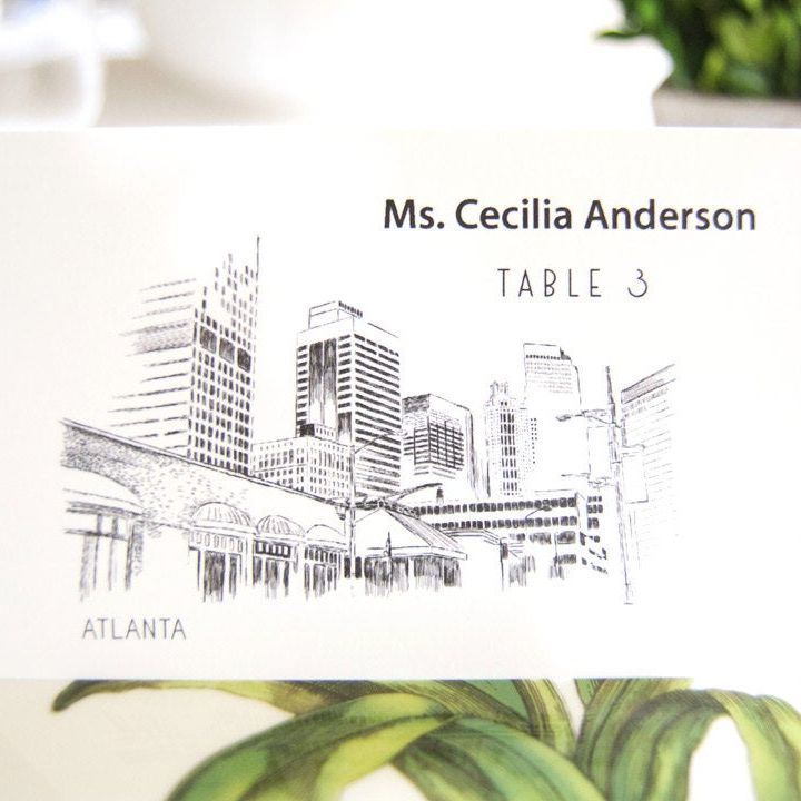 Atlanta Skyline Folded Place Cards (Set of 25 Cards)