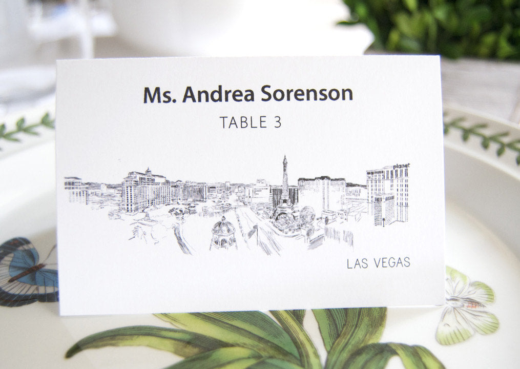 Las Vegas Skyline Folded Place Cards (Set of 25 Cards)