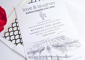 Napa Valley Skyline Weddings Rehearsal Dinner Invitations (set of 25 cards)