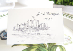 Detroit Skyline Folded Place Cards (Set of 25 Cards)