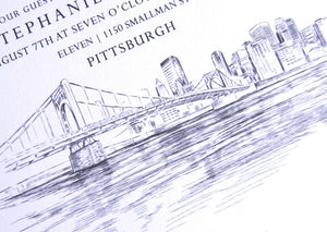 Pittsburgh Skyline Rehearsal Dinner Invitations (set of 25 cards)