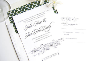 Santa Fe, New Mexico Skyline Wedding Invitations Package (Sold in Sets of 10 Invitations, RSVP Cards + Envelopes)