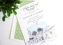 Load image into Gallery viewer, Key West Destination Wedding Skyline Rehearsal Dinner Invitations (set of 25 cards)
