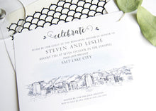 Load image into Gallery viewer, Salt Lake City Skyline LDS Rehearsal Dinner Invitations (set of 25 cards)
