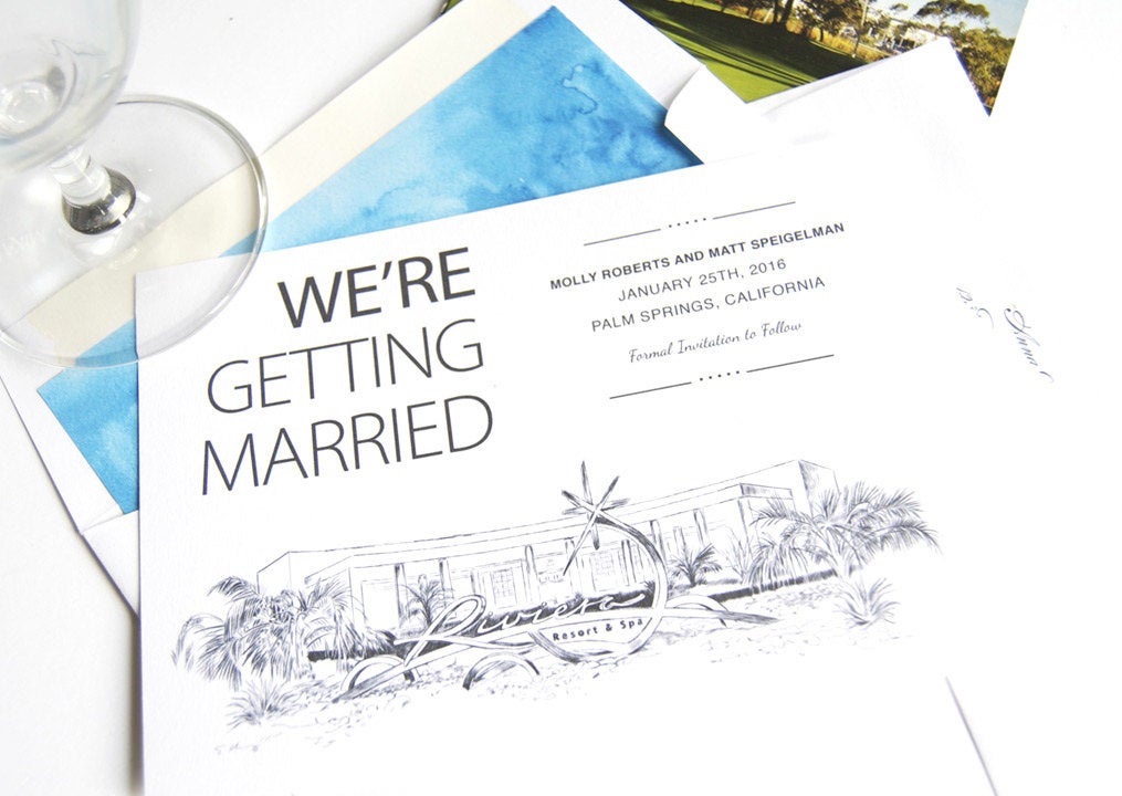 Riviera Palm Springs Destination Wedding Save the Date Cards (set of 25 cards)