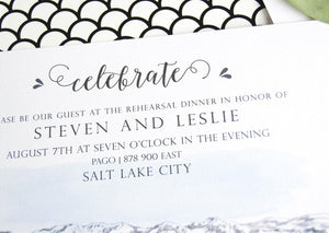 Salt Lake City Skyline LDS Rehearsal Dinner Invitations (set of 25 cards)