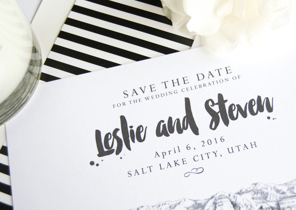 Salt Lake City Skyline LDS Save the Date Cards (set of 25 cards)