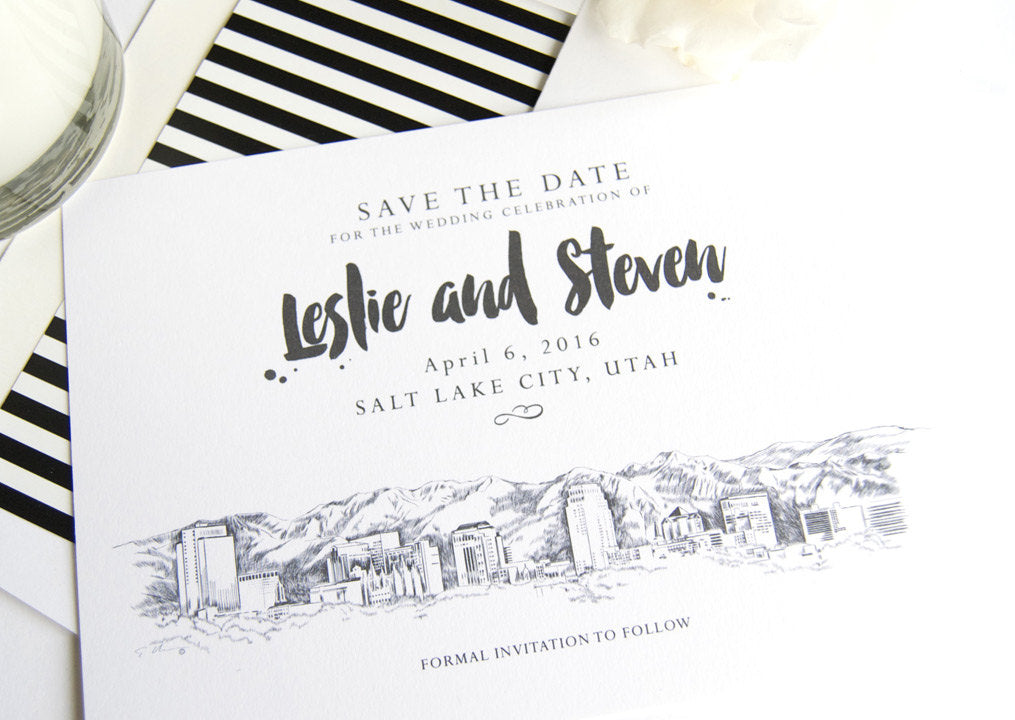 Salt Lake City Skyline LDS Save the Date Cards (set of 25 cards)