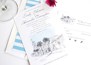 Key West Destination Wedding Invitation Package (Sold in Sets of 10 Invitations, RSVP Cards + Envelopes)