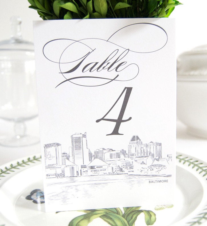Baltimore Skyline Table Numbers (1-10)