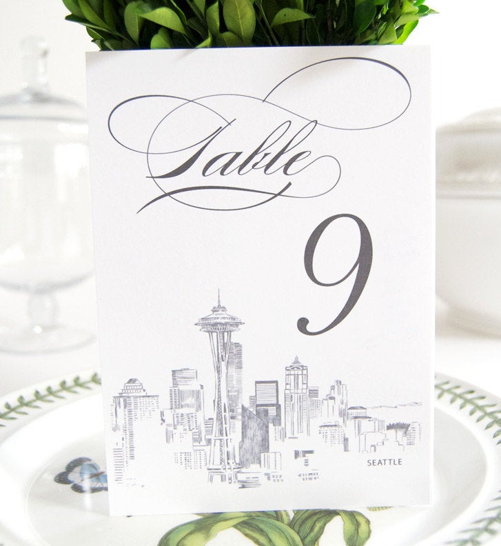 Seattle Skyline Table Numbers (1-10)