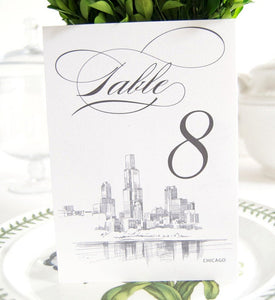 Chicago Skyline Table Numbers (1-10)