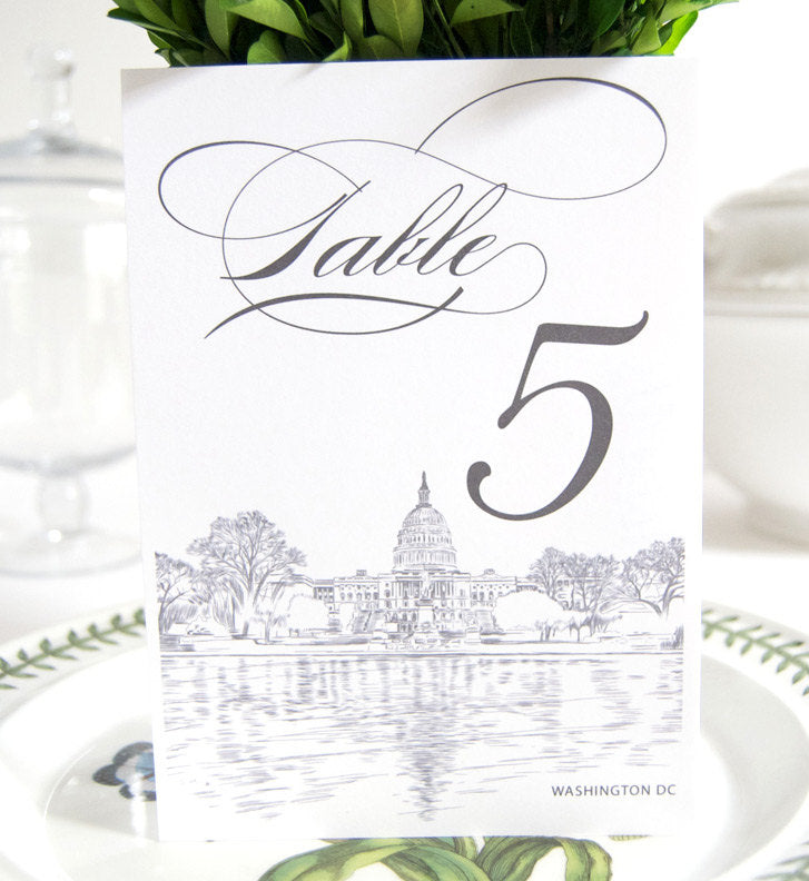 Washington DC Skyline Table Numbers (1-10)