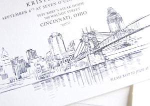 Cincinnati Skyline Rehearsal Dinner Invitations (set of 25 cards)